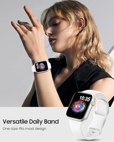 TreasureMax Sport Band Compatible with Apple Watch Bands 38mm 40mm 41mm 42mm 44mm 45mm 46mm 49mm White, Soft Silicone Strap Compatible for Apple Watch Series 11 10 9 Ultra SE 8 7 6 5 4 3 Men Women