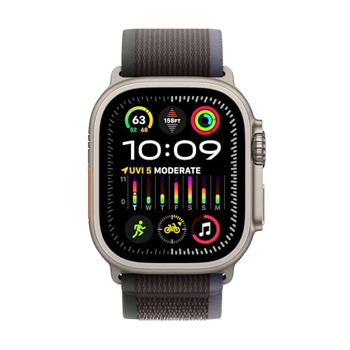 Apple Watch Ultra 2 [GPS + Cellular 49mm] Smartwatch with Rugged Titanium Case & Blue/Black Trail Loop S/M. Fitness Tracker, Precision GPS, Action Button, Extra-Long Battery Life