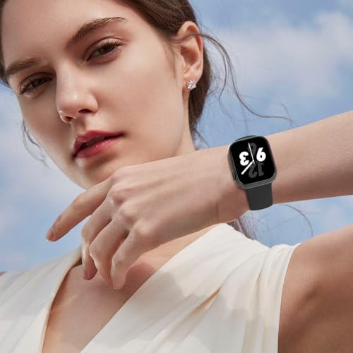 Sport Band Compatible with Apple Watch 38mm 40mm 41mm 42mm 44mm 45mm 46mm 49mm, Replacement Soft Silicone Strap Wristbands for iWatch Series 11/10/9/8/7/6/5/4/3/2/1 Ultra SE Women Men, Black