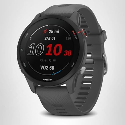Garmin Forerunner® 255, GPS Running Smartwatch, Advanced Insights, Long-Lasting Battery, Slate Gray