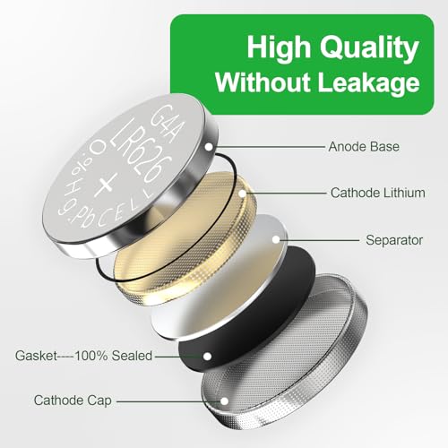 DURNERGY SR626SW Watch Battery 10 Pack, AG4 Alkaline Button Cell Battery, 377/376 Watch Batteries, 1.5V LR626 Batteries 377A