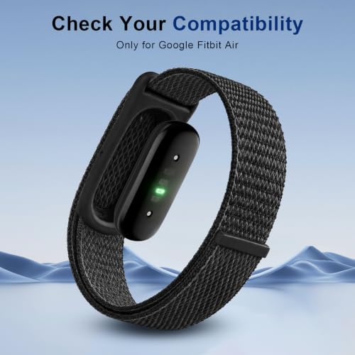 Nylon Sport Replacement Strap Compatible with Google Fitbit Air (Black)