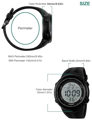 LYMFHCH Men's Digital Watch, Sports Waterproof Military Watches for Men LED Casual Stopwatch Alarm Tactical Army Watch