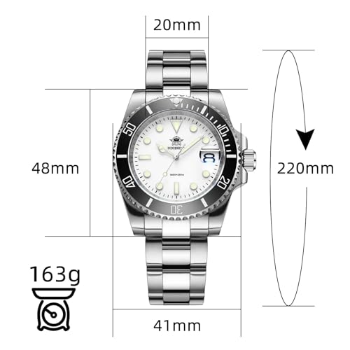 ADDIESDIVE Quartz Dive Watches for Men Water Resistant 200 M Mens Wrist Watch Luminous White Dial Analog Stainless Steel
