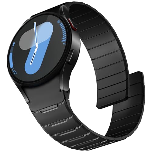 Easuny Magnetic Silicone Bands Compatible with Samsung Galaxy Watch 7 Band 6 5 4 3 FE 40mm 44mm/Watch 6 Classic 43mm 47mm/Watch 5 Pro 45mm/Watch 4 Classic/Active 2, 20mm No Gap Sport Strap Men Women