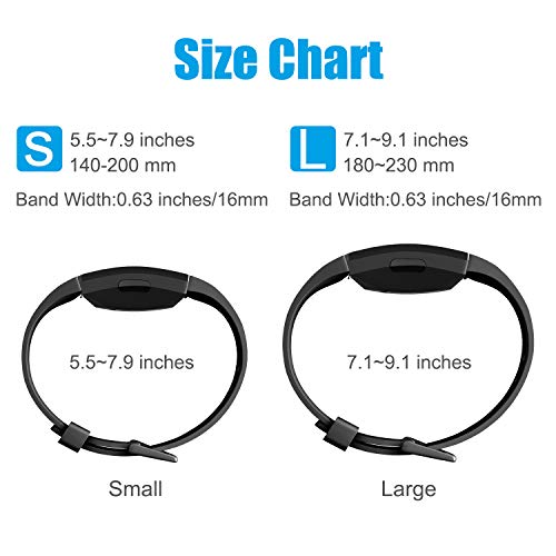 Pack 3 Silicone Bands for Fitbit Inspire HR & Fitbit Inspire 2 &Fitbit Inspire & Ace 2 Replacement Wristbands for Women Men Small Large (Black+Navy Blue+Gray, Small: for 5.5"-7.9" wrists)