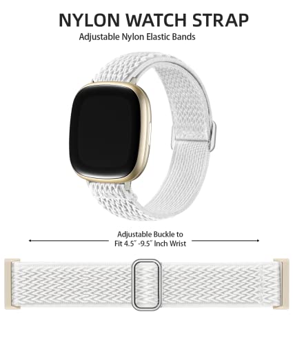 Adorve Compatible with Fitbit Versa 3/Fitbit Versa 4 /Fitbit Sense/Sense 2 Bands for Women Men, Adjustable Stretchy Solo Loop Elastic Nylon Sport Strap for SmartWatch Replacement