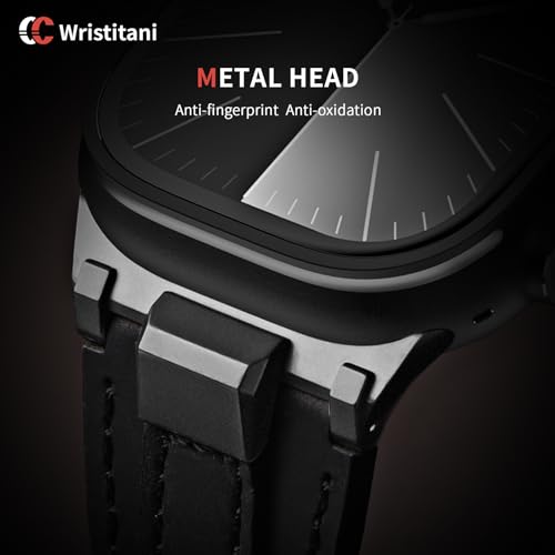 Wristitani Leather Bands Compatible with Apple Watch Band 49mm 46mm 45mm 44mm 42mm for Men, Metal Connector & Genuine Leather Replacement Straps for iWatch Ultra3/2/1 SE3/2/1 Series 11 10 9 8 7 6 5 4