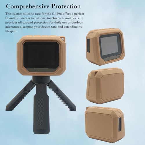 Silicone Protective Case for Xero C1 Pro Chronograph – Full Coverage with 2pcs Tempered Glass Screen Protectors, Silicone Hand Strap, Shockproof, Anti-Scratch, Non-Slip, Brown (Case Only)