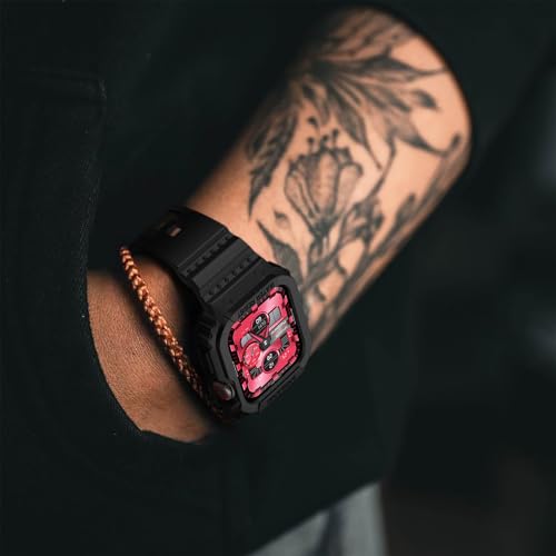 amBand Compatible for Apple Watch Band 41mm 40mm 38mm with Bumper Case, Rugged Men Women Bands for iWatch SE 3 SE2nd SE Series 9 8 7 6 5 4 3 2, Sport Military Protective Cases Drop-Proof, Matte Black