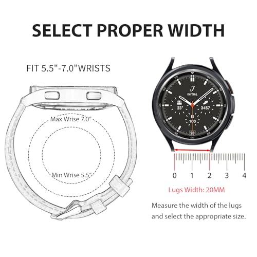 Italy Genuine Leather Watch Bands Men Women Compatible with Samsung Galaxy 7 6 4 5 40mm 44mm/5 Pro 45mm/4 6 Classic/Active 2 Band, 20mm Quick Release Wear-resistant Leather Watch Replacement Straps