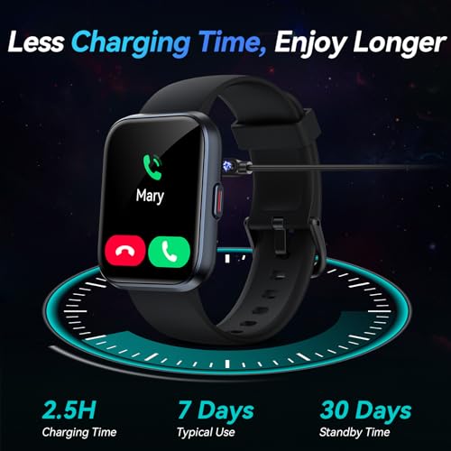 Smart Watches for Men Android & iPhone, 1.8" HD Alexa Built-in Smartwatches Fitness Tracker Watch with Bluetooth Calls, IP68 Waterproof, Heart Rate/Sleep/SpO2 Monitor, 110 Sport Modes - Black