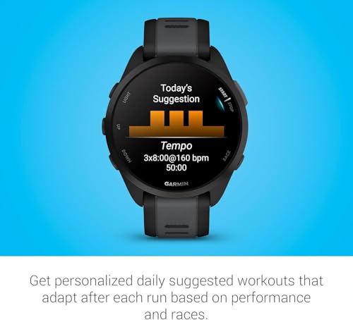 Garmin Forerunner 165, G010-N2863-20 GPS, Black/Slate Grey, WW (Renewed)