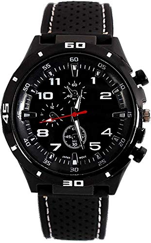 LsvtrUS Men's GT Racer Sport Watch Military Pilot Aviator Army Style Black Silicone Mens Watch