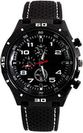 LsvtrUS Men's GT Racer Sport Watch Military Pilot Aviator Army Style Black Silicone Mens Watch