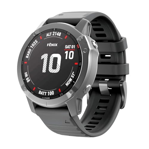 ANCOOL Compatible with Fenix 6X/7X Band 26mm Quickfit Soft Silicone Watch Band Replacement for Fenix 5X/Fenix 8 51mm/Fenix 5X Plus/Fenix 3/Fenix 6X Pro/Descent Descent MK2i Smartwatches (Black)