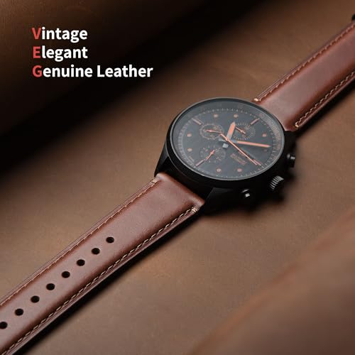 Fullmosa Leather Watch Bands for Men, 18mm 19mm 20mm 21mm 22mm 24mm 26mm Quick Release Watch Bands Strap - Burnished Band Vintage Wristband with Stainless Steel Metal Clasp