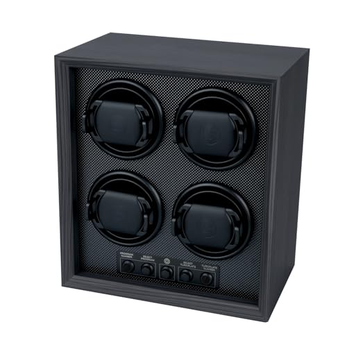 Mcbazel Watch Winder for 4 Automatic Watches, 5 Rotation Modes Watch Box Case with Super Quiet Motor, Ideal Gift for Men, Beloved, Women, Father - Ebony Pattern