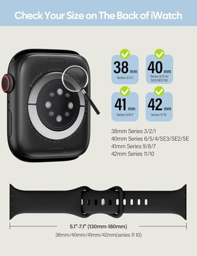 Sport Silicone Band Compatible with Apple Watch Bands 40mm 38mm 41mm 44mm 45mm 42mm 49mm Women Men,Soft Wristband Waterproof Replacement Sport Strap for iWatch Bands Series 9 8 7 6 5 4 3 2 1 SE Ultra