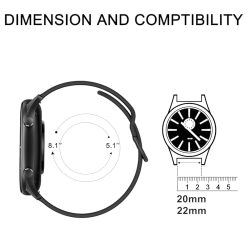Tobfit 22mm Watch Bands Quick Release Watch Straps with Color Matched Metal Buckle, Soft Silicone Breathable Replacement Sport Watch Wristbands for Women Men