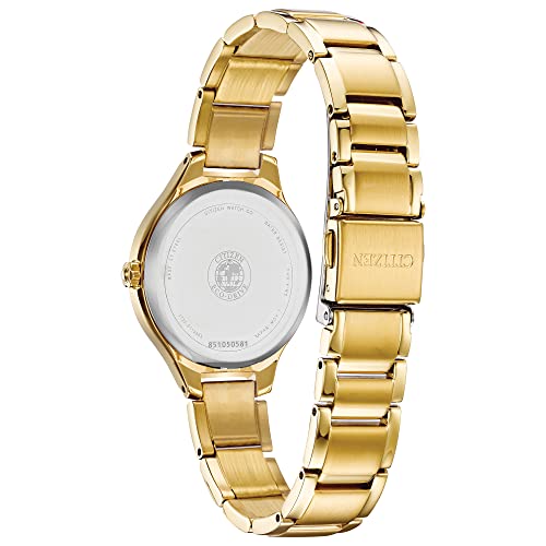 Citizen Women's Eco-Drive Dress Classic Diamond Watch in Gold-Tone Stainless Steel, Silver Dial (Model: FE2102-55A)