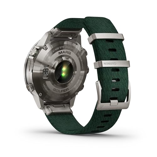 Garmin MARQ Golfer (Gen 2) Smartwatch, Grade-5 Titanium Case, Sapphire Lens, AMOLED Display, Advanced Golf Features & Virtual Caddie, Green Jacquard-Weave Nylon Strap, 010-02648-20 (Renewed)