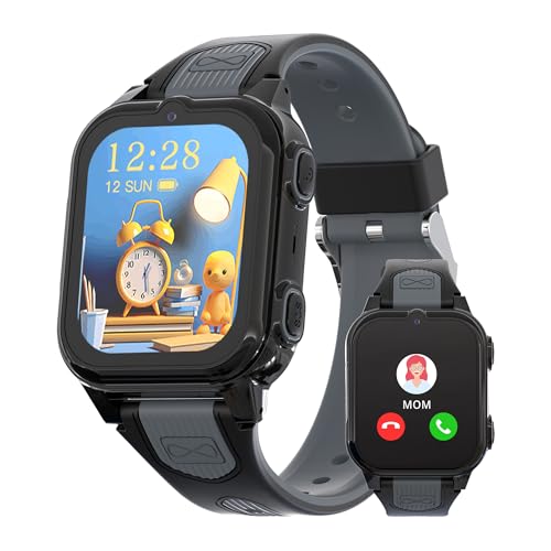 4G Kids Smart Watch with GPS Tracker Video Voice Calling Text Chat SOS Call, Waterproof Smartwatch Age 5-12, Wallpaper Store School Model Camera Pedometer Game Alarm Clock Stopwatch for Kid(Blue)