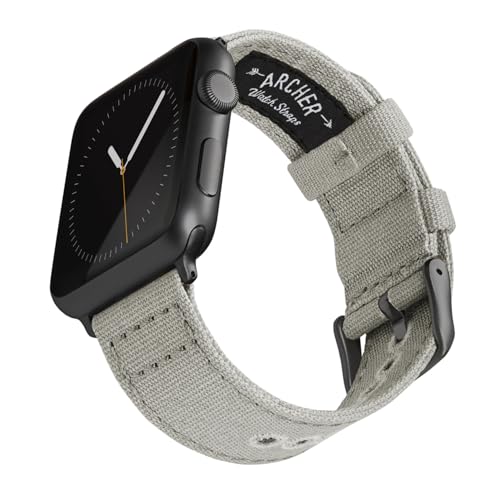 Archer Watch Straps - Canvas Straps for Apple Watch (Ash Gray, Gray, 44/45/46/49mm)