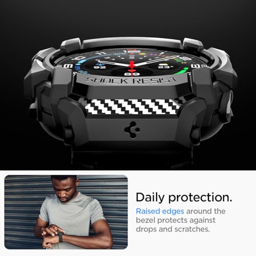Spigen Rugged Armor Pro Designed for Samsung Galaxy Watch Ultra 47mm Case with Band Protective TPU Cover with Strap (2025/2024) - Matte Black
