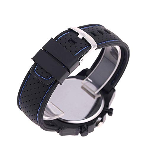 LsvtrUS Men's GT Racer Sport Watch Military Pilot Aviator Army Style Black Silicone Mens Watch
