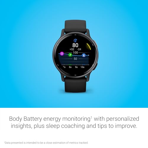 Garmin Vívoactive 5, Health and Fitness GPS Smartwatch, AMOLED Display, Up to 11 Days of Battery, Slate Aluminum Bezel with Black Case and Silicone Band