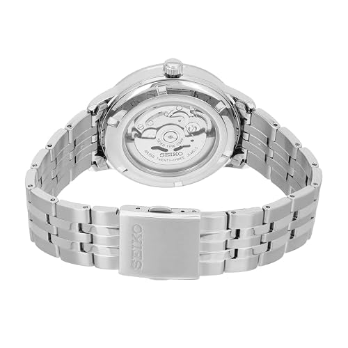 Seiko SRPH92K1 Men's Analogue Automatic Watch with Stainless Steel Strap, Silber & Blau, Bracelet