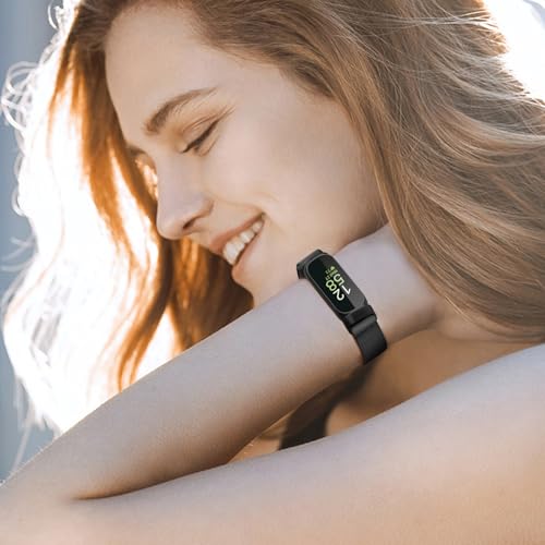FINTIE Elastic Bands Compatible with Fitbit Inspire 3, Adjustable Stretchy Nylon Loop Band Breathable Replacement Strap Accessory Wristband, Black