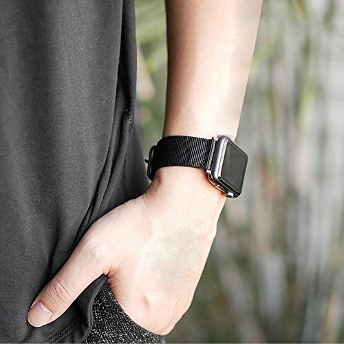CNYMANY 24mm Universal Ballistic Watch Band, Nylon Canvas Woven Loop Replacement Strap Wristband Buckle Fastener Adjustable Closure for Smart-watch Sport Fitness Tracker - Black