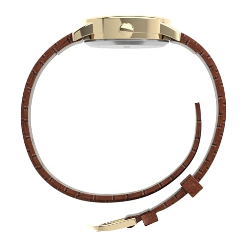 Timex Women's Easy Reader 25mm Watch – Gold-Tone Case White Dial with Honey Brown Croco Leather Strap