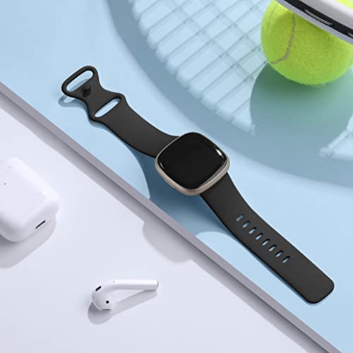 Odbeai Compatible with Fitbit Versa 4 Bands/Versa 3 Band & Fit bit Sense 2 Bands/Sense Band for Women Men,Soft Replacement Wristbands Sport Strap Accessories for Fit bit Smart Watch (Large, Black)
