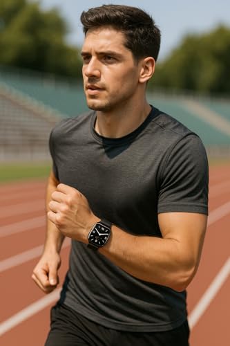 PASOY Smart Watch for Android and iOS Phones 1.83" Touchscreen Call Watch Fitness Tracker IP68 Waterproof Custom Dial Pedometer Sleep Weather Calculator Outdoor Sports Watches (Black A)
