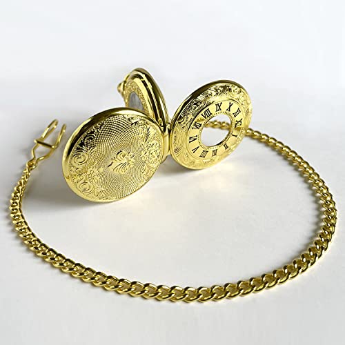 VIGOROSO Mechanical Pocket Watches for Men Gold Pocket Watch with Chain