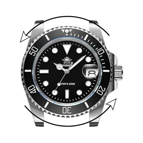 ADDIESDIVE Quartz Divers Watch for Men Diver 200 M Black Dial Luminous Stainless Steel Strap