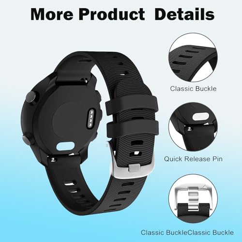 2 Pack Waterproof Bands Compatible with Garmin Forerunner 245/55 Watch Band, 20mm Replacement Strap for Forerunner 245 Music Watch Bands (black/balck)