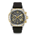 Bulova Men's Marine Star Series A Two-Tone Gold Ion-Plated Stainless Steel 6-Hand Chronograph Quartz Watch, Black Silicone Strap, 44mm Style: 98B277