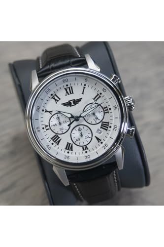 I By Invicta Men's 90242-002 Chronograph Silver Dial Black Leather Watch