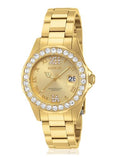 Invicta Women's 15252 Pro Diver Gold Dial Crystal Accented 18k Ion-Plated Stainless Steel Watch