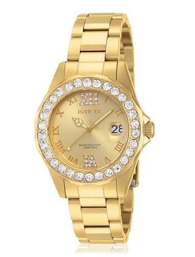 Invicta Women's 15252 Pro Diver Gold Dial Crystal Accented 18k Ion-Plated Stainless Steel Watch
