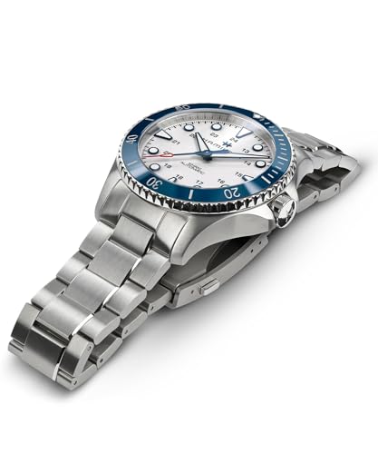 Hamilton Khaki Navy Automatic Men's Watch, 43mm Stainless Steel Case, Swiss Made, Silver Dial Analog Wrist Watch for Men, 300m Waterproof, Sapphire Crystal, Stainless Steel Strap