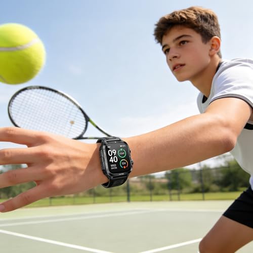 ALLENERGY Smart Watch for Men (Answer/Make Call) 1.96IN Waterproof SmartWatches with Flashlight 30+ Days Extra Long Battery Life 24/7 Fitness Tracker for 100+ Sport - Gift for Friend and Family
