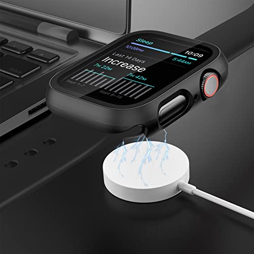 2 Pack Case with Tempered Glass Screen Protector for Apple Watch Series 9/8/7 41mm,JZK Slim Guard Bumper Full Hard PC Protective Cover HD Ultra-Thin Cover for iWatch 9 8 7 41mm Accessories,Clear