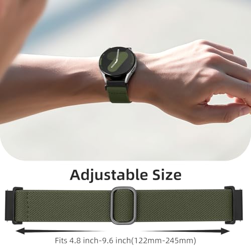 DaQin 3 Pack 20mm Watch Band for Men Women Compatible with 20mm Quick Release Watch Band, Adjustable Soft Stretchy Nylon Solo Loop Strap Elastic Braided Relacement Wristband, Black/Army Green/Grey