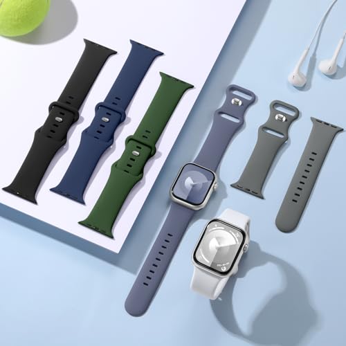 Lenrao Compatible with Apple Watch Bands for Men,Sport Silicone Band Compatible with Apple Watch Bands 44mm 45mm 46mm 42mm 49mm/for iWatch Bands for Men/Watch Series 11/10/9/8/7/6/5/4/3/2/1 SE Ultra