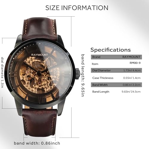 FORSINING Men's Automatic Watch with Mechanical Movement, Skeleton Dial and Leather Band